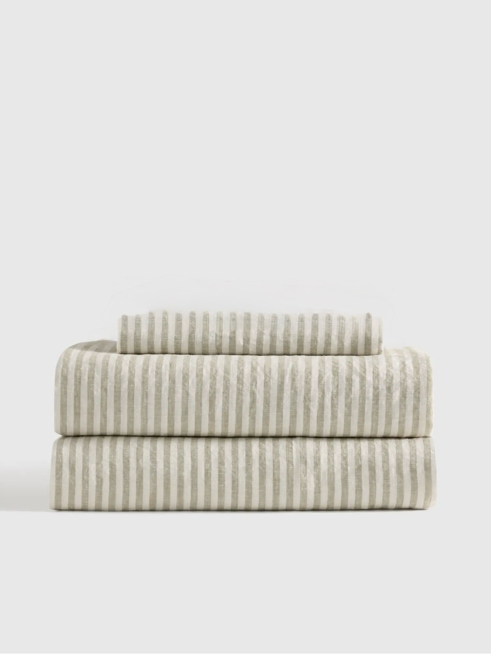New Quince European Linen Sheet Set Twin - Willowleaf White Stripe MSRP $144